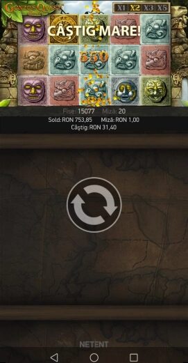 CasTIG MARE! Fise: 15077, Miza: 20, Sold: RON 753,95, Miza: RON 1,00, Castig: RON 31,40.