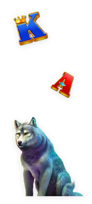 Litera K albastra si A rosie, lup realist in partea de jos a imaginii.