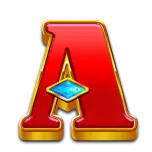 Litera A rosie, stilata cu un diamant albastru in mijloc si margini aurii.