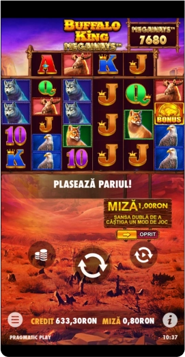 Slot online Buffalo King Megaways, 7680 moduri de castig. Plaseaza pariul! Credit 633.30 RON, Miza 0.80 RON.