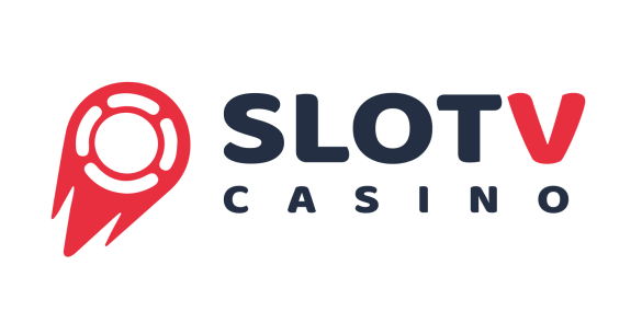 SlotV Casino logo cerc alb mare