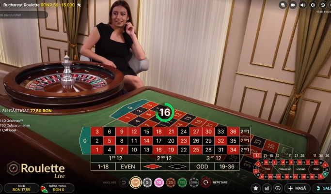 Mesa de ruleta en vivo en PokerStars