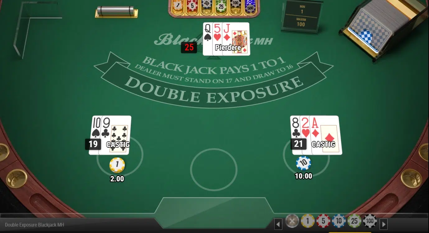 Blackjack Double Exposure castig