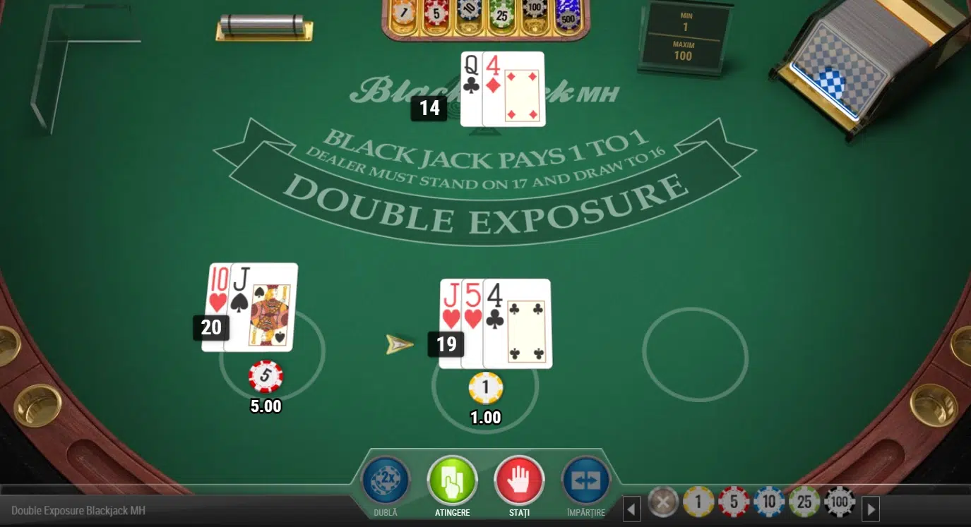Cum se joaca Blackjack Double Exposure Play'n GO