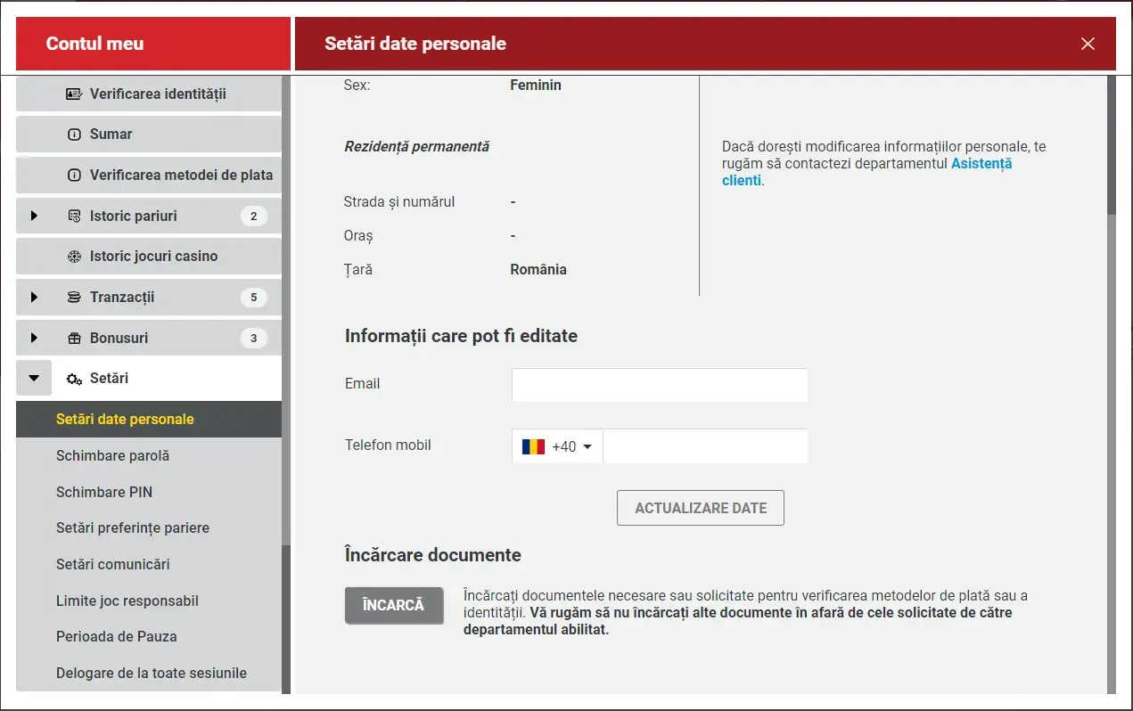 Verificarea contului la Casa Pariurilor