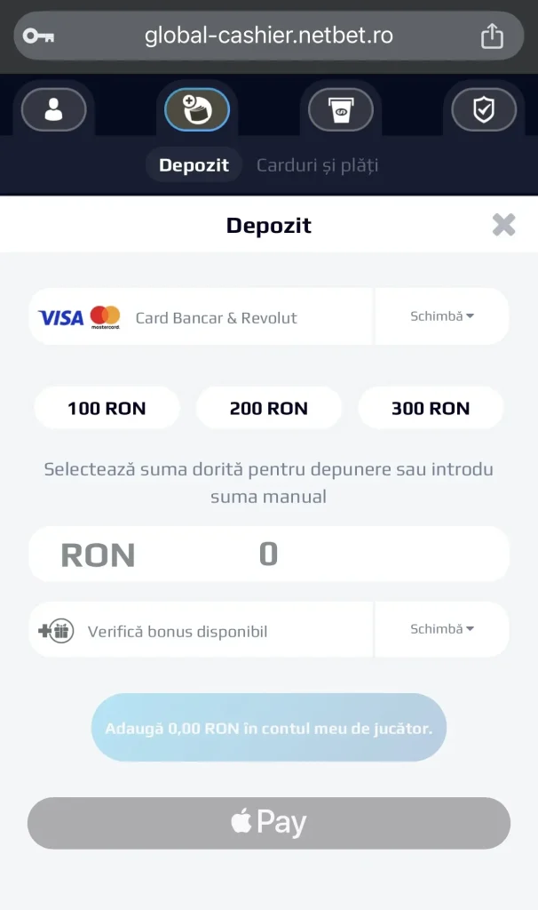 pasul 2 depunere netbet