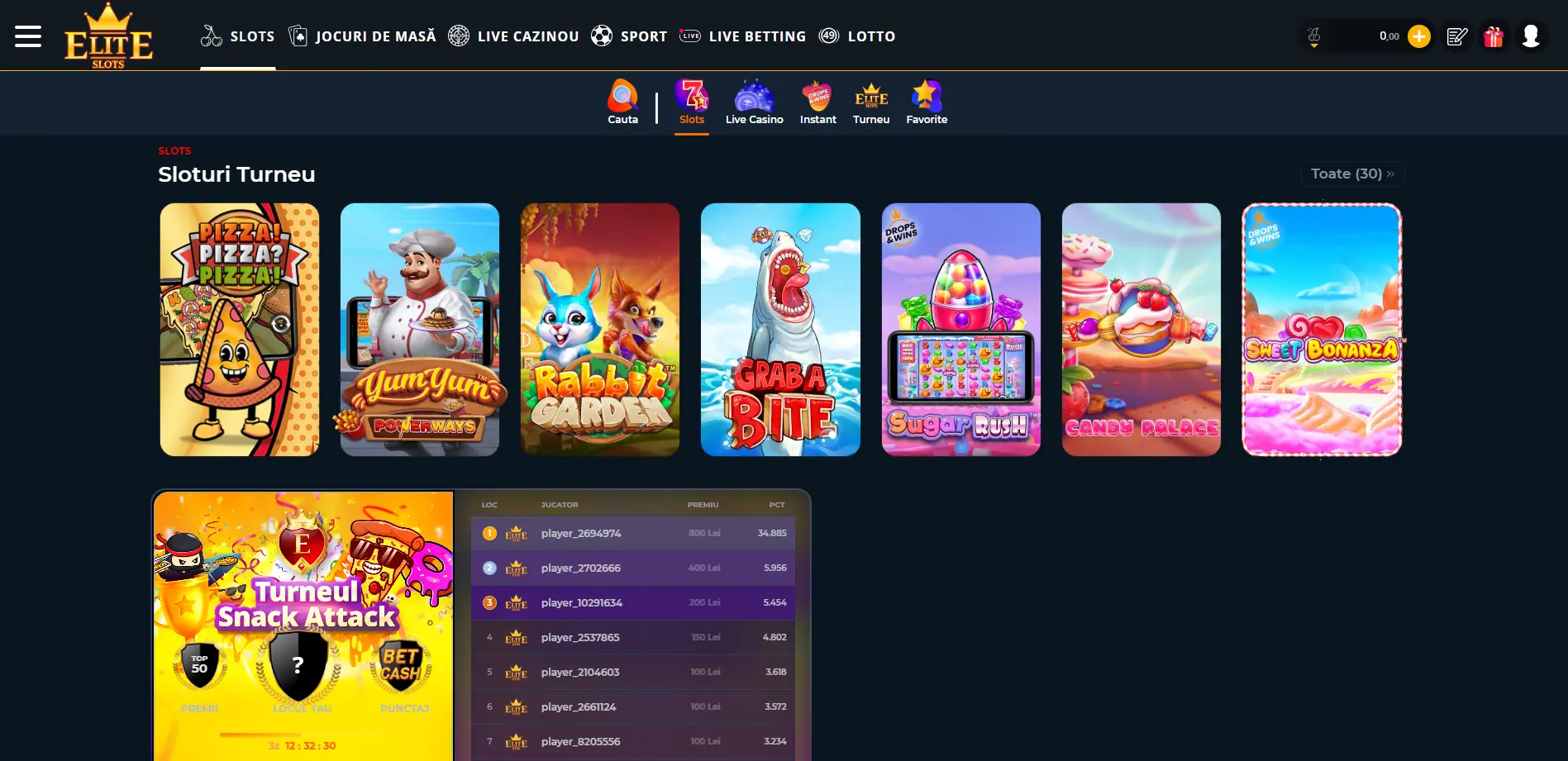 elite slots interfata