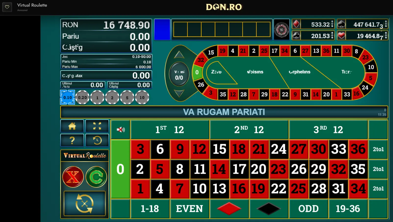 Imagine Virtual Roulette EGT Don Casino
