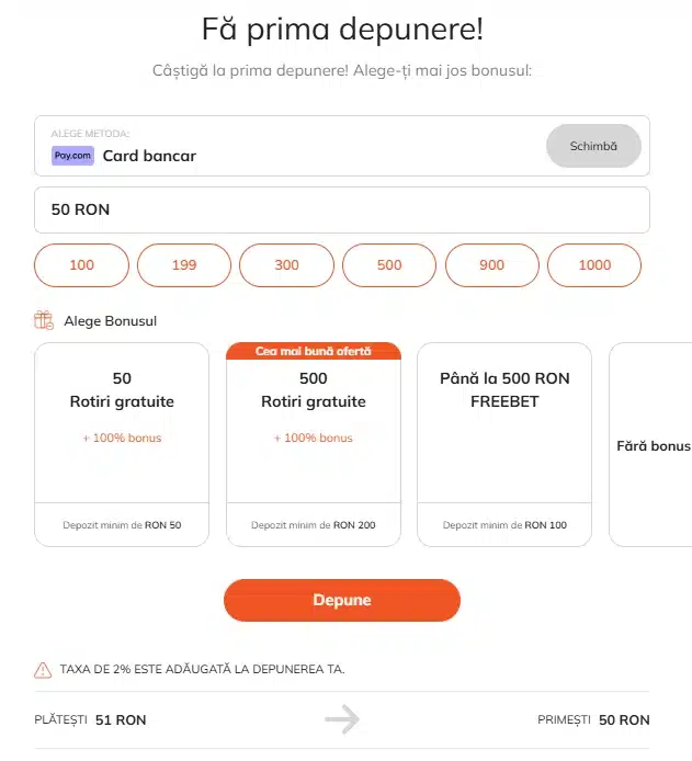 Luck casino bonus de bun venit pas 3 - efectueaza o depunere