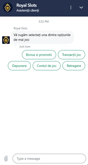 Chat Royal Slots cu bot