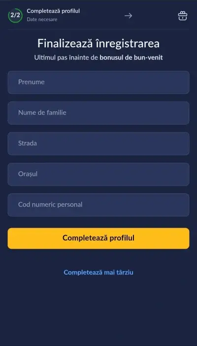 Royal Slots inregistrare pas 4