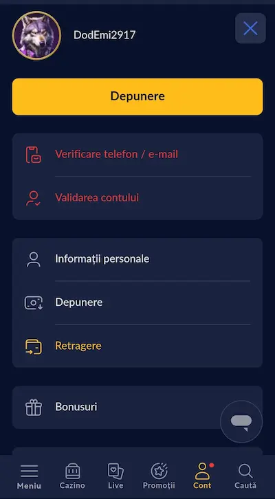 Verificare cont Royal Slots pasul 2