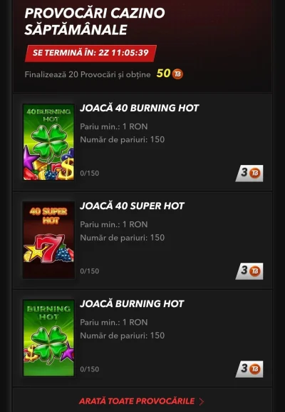 Provocări TopBet de cazino saptamanale