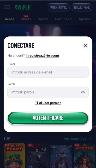 Swiper.ro rotiri gratuite pasul 1