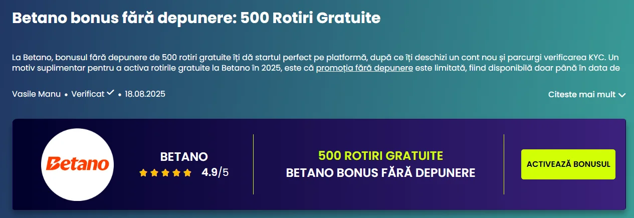 acceseaza promotia fara depunere betano ss