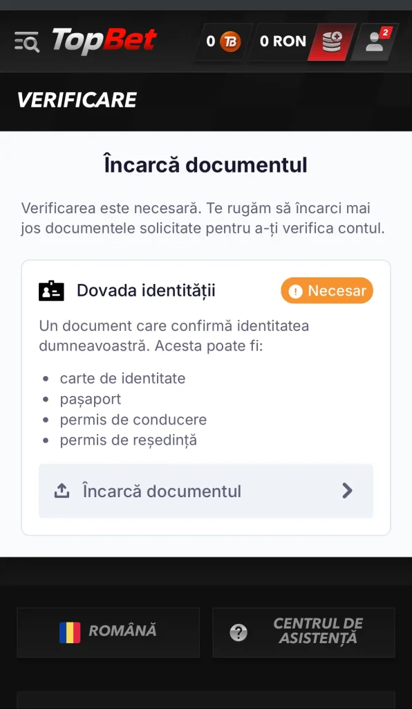 verificare cont topbet.ro