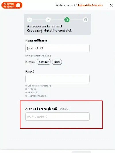 500 rotiri gratuite revendicare pas 2