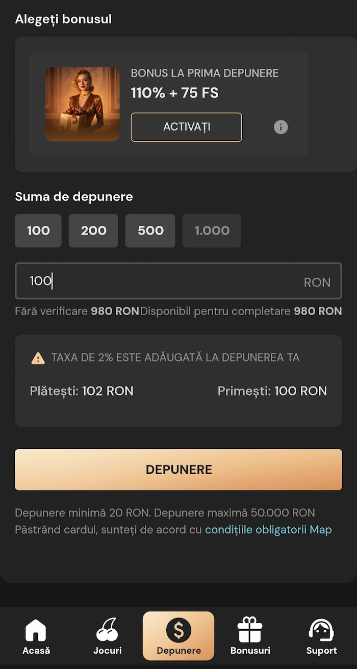 Bilion Casino bonus de bun venit revendicare pas 3