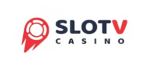 SlotV Casino logo orizontal alb